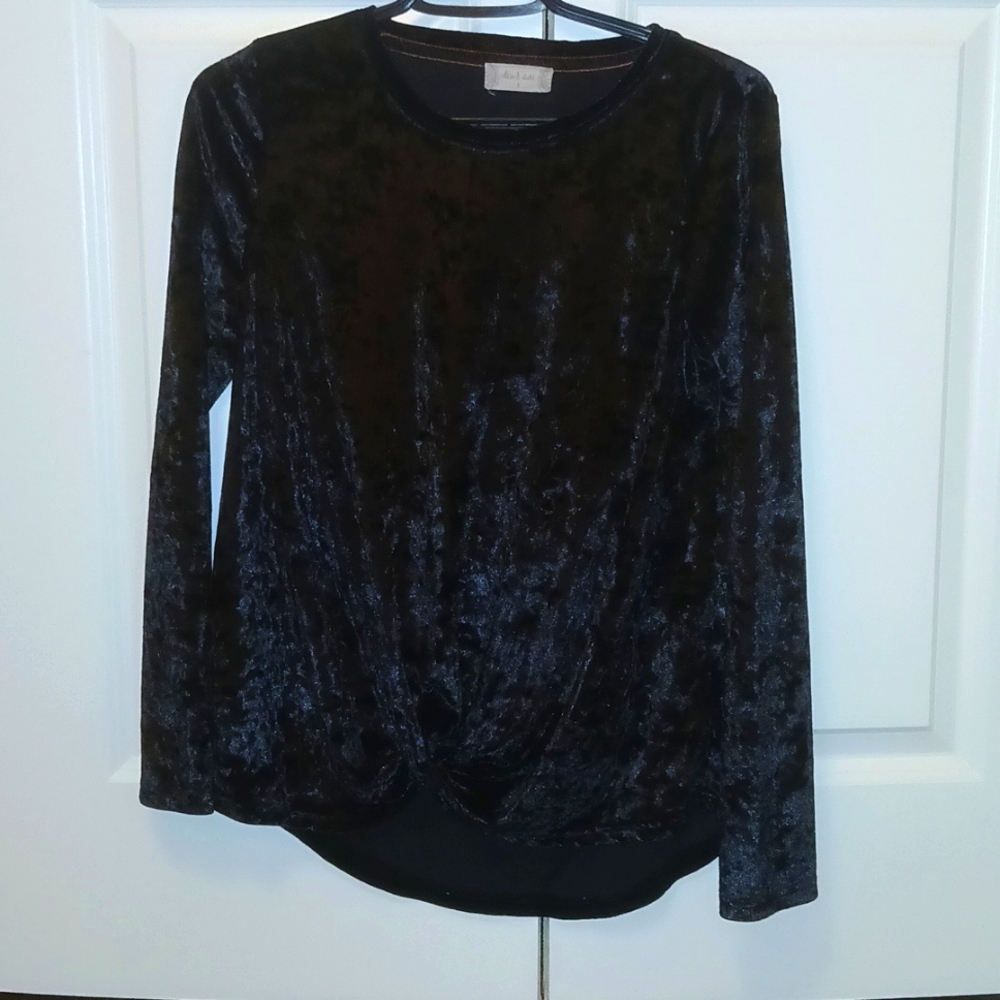 Altard State Crushed Velvet Twist Top Size Small Black